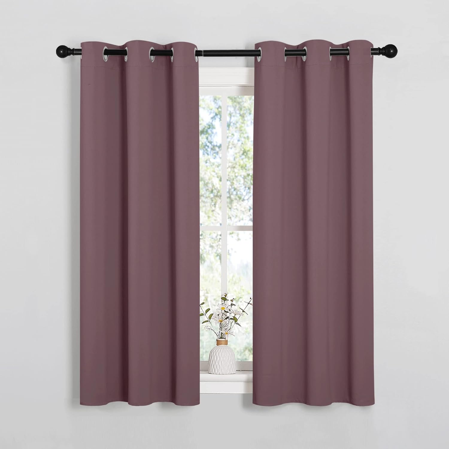 NICETOWN Blackout Curtain Panels - Thermal Insulated Draperies in Dry Rose | 34 x 45 Inch, 1 Pair