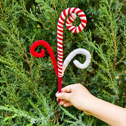 Cherica Red Candy Cane Christmas Decorations - 6 Pcs 17-Inch Tree Picks for Holiday Decor