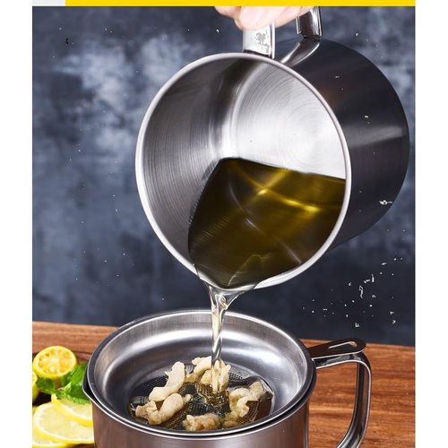 YYJINGYOU Grease Container with Fine Mesh Strainer kitchen oil storage tank pot 1.3L
