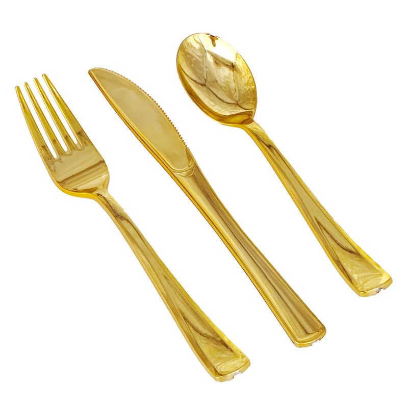 60 Pack Silver Plastic Silverware Set with Pre Rolled Napkins - Disposable Individually Wrapped Cutlery Set Includes 60 Forks, 60 Knives, 60 Spoons, 60 Napkins, Gold Utensils Set (Silver-60 Pack)