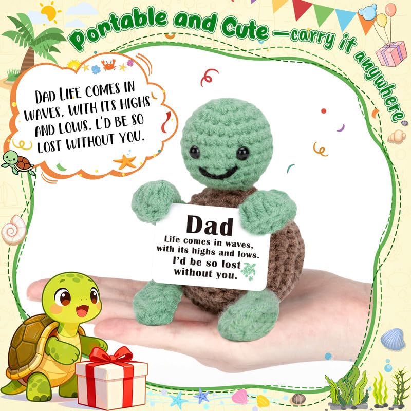 Xinezaa Dad Birthday Gift from Daughter Son Crochet Turtle - Sentimental Keepsake