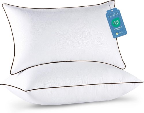 JOLLYVOGUE Queen Size Pillows - Soft Supportive Down Alternative Set of 2 for Side & Back Sleepers
