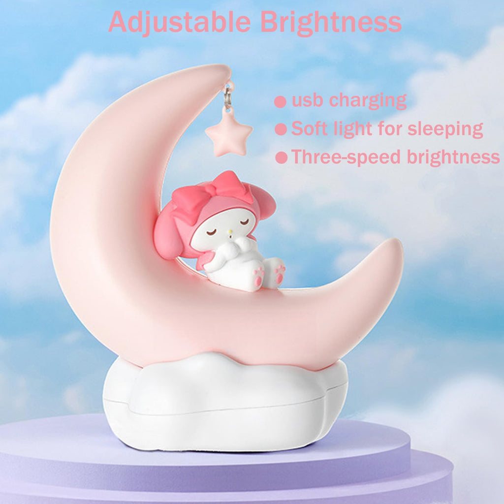 iFCOW Night Light for Kids Cute Anime Character LED Night Light Rechargeable Desk Shelf Ornament Bedside Lamp Crescent Moon Light
