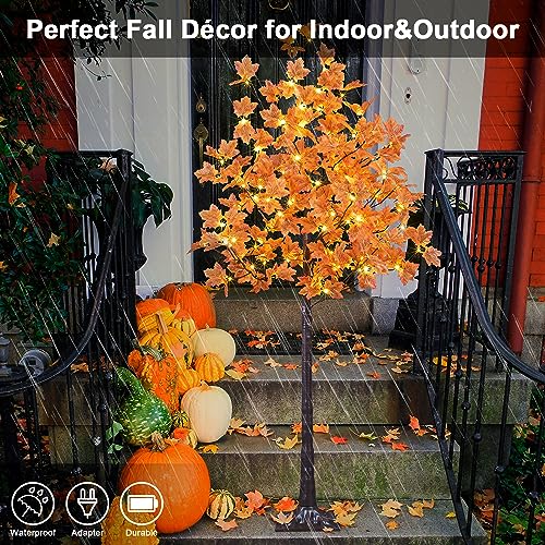 6FT Lighted Maple Tree with 120 Warm White LED Lights - Fall Decor