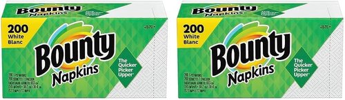 Bounty Quilted Napkins - 1-Ply, White, 12.1" x 12" - 200 Count (Pack of 2)
