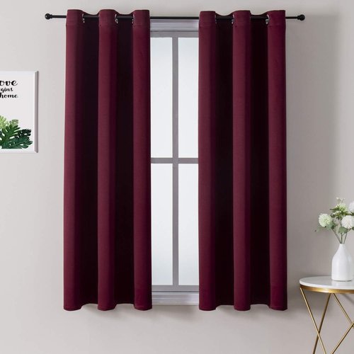 ChrisDowa Small Window Curtains - Thermal Insulated Room Darkening Grommet Panels, Burgundy (2 Panels, 29 x 50 Inch)