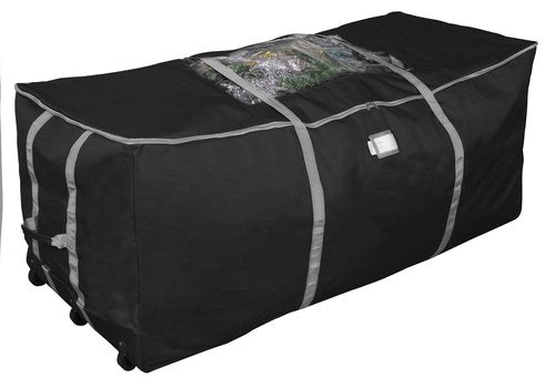 ProPik Rolling Christmas Tree Storage Bag, Fits Up to 9 Foot Tall Disassembled Trees, 25" X 25" X 60", Extra Large Heavy Duty Xmas Container with Wheels, Handles and Straps (Black)