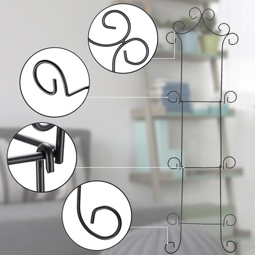 Kokone Plate Hangers for Wall, Metal Plate Rack for Wall,3-Tier Wall Plate Hangers for Plate Up To 8 Inch,Detachable Plate Wall Hangers for Plates Platters Plaques Dishes Artwork Display, Black