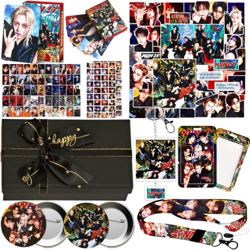 K-Pop Idol Photocard Gift Box Set with Stickers, Lanyard, and Keychain