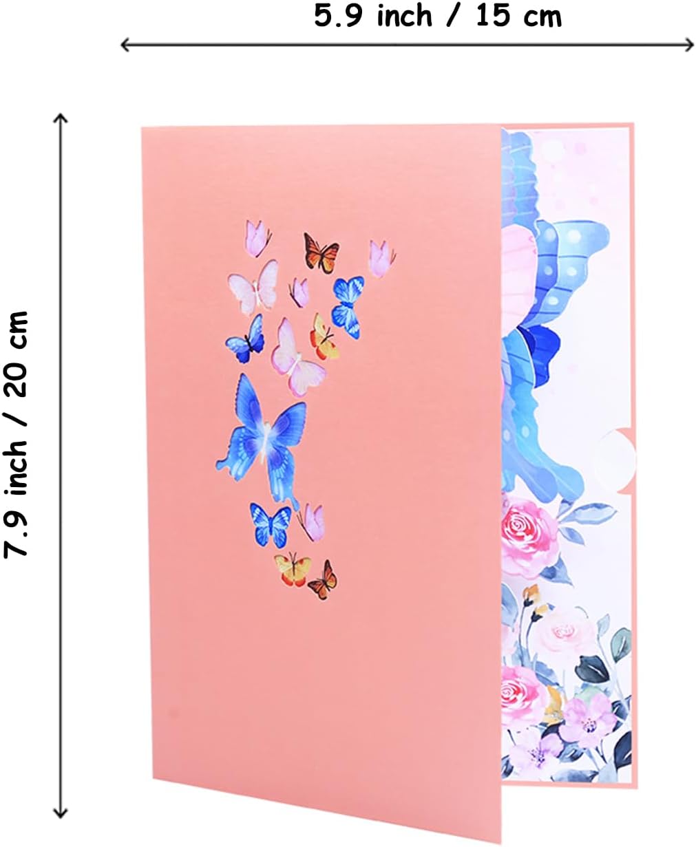 ROBBEAR 3D Butterfly & Flower Pop-Up Greeting Card - Handmade for Birthdays, Anniversaries & More
