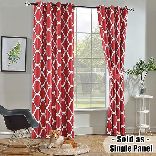 Red Moroccan 52x45 Inch Room Darkening Grommet Curtain Panel - Melodieux