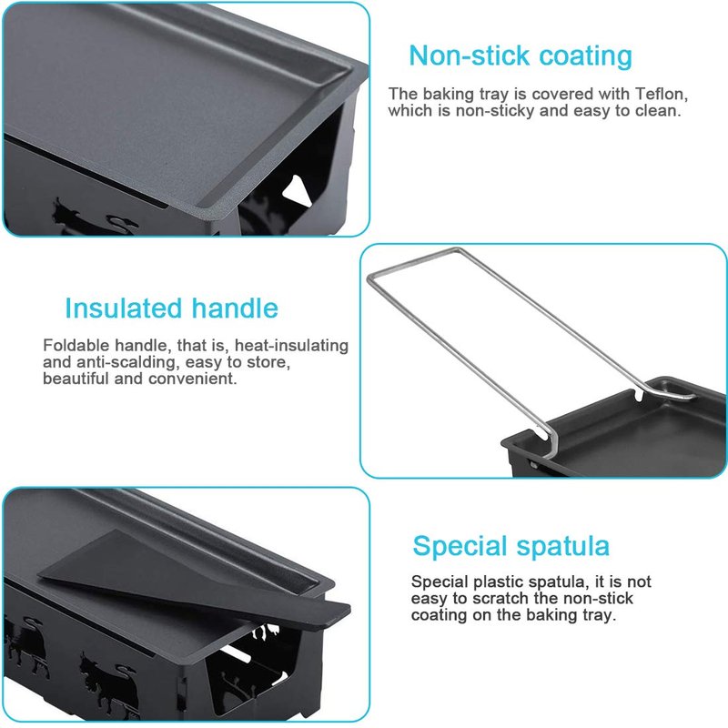 Cheese Raclette, Portable Foldable Non-Stick Cheese Rotaster Baking Tray Candlelight Cheese Melter Pan with Handle Spatula Barbecue Home Kitchen Grilling Tool