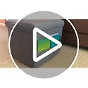 17-Inch Folding Storage Ottoman with Side Pocket, Dark Gray Linen Footstool