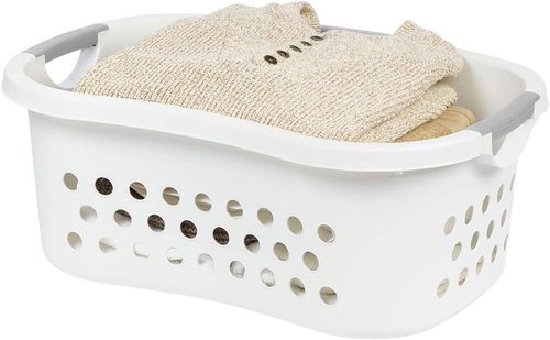 IRIS USA 50L Plastic Laundry Basket - Comfortable Carry Handles, Ventilated Design | 3-Pack, White