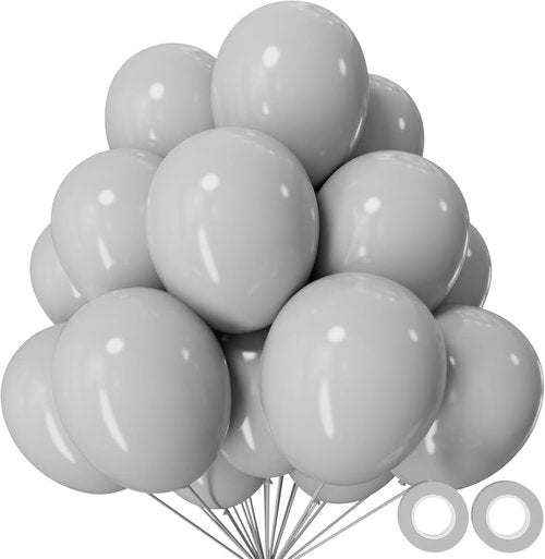 Grey Latex Balloons by [Brand Name] - 110pcs 12-Inch Balloons for Birthday Parties & Baby Showers