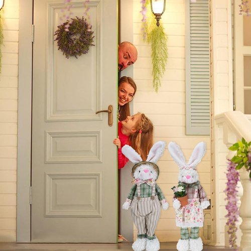 LYFJMUS Easter Bunny Decorations - 30-Inch Large Standing Rabbit Statues for Spring Home Decor | 2-Pack