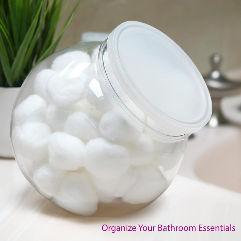 DilaBee 2-Pack Plastic Candy Jar - 96oz Large Candy Jars with Lids for Candy Buffet, Kitchen & Office Desk - Plastic Jars with Lids for Candy, Cookies & Snacks - Clear Jar with Labels BPA-Free
