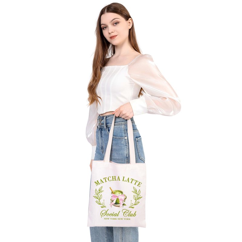 MEIKIUP Matcha Latte Lover Gift New York Matcha Latte Lover Reusable Grocery Bags Matcha Barista Gift for Matcha Drink Lover (Matcha Latte tb)