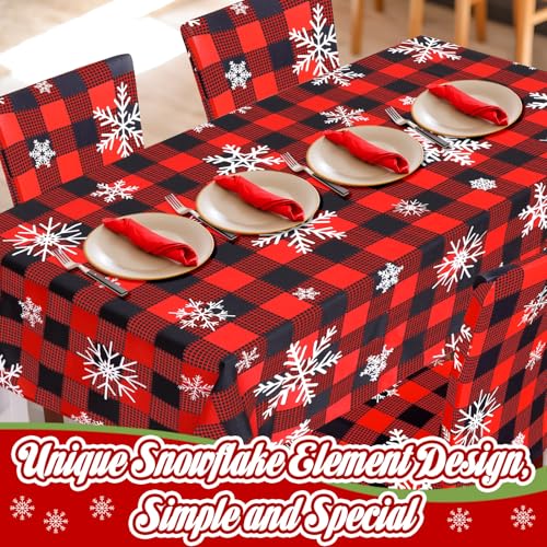 Preboun Classic 7-Piece Christmas Buffalo Plaid Tablecloth & Chair Cover Set