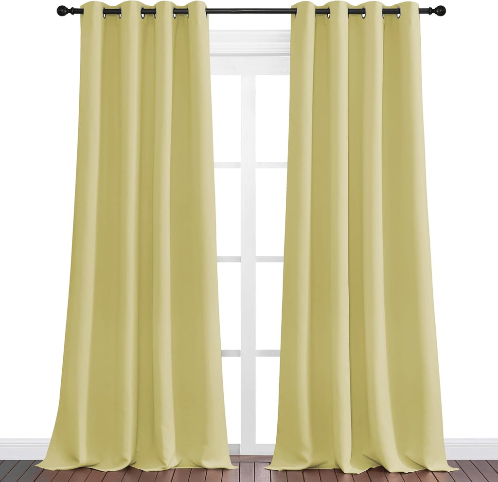 NICETOWN Blackout Curtains - Paler Yellow, 102" Long | Sound Reducing & Heat Blocking, 2 Panels for Modern Rooms