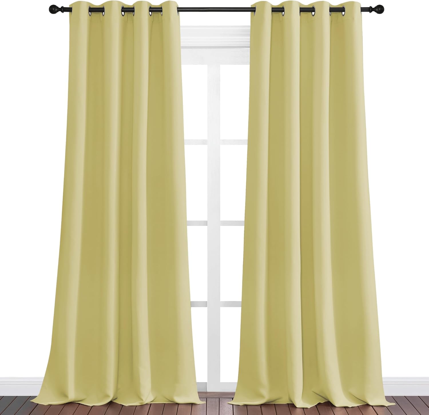 NICETOWN Paler Yellow Blackout Curtains - 108" Long, 55" Wide | Sound Reducing & Energy Efficient for Modern Rooms