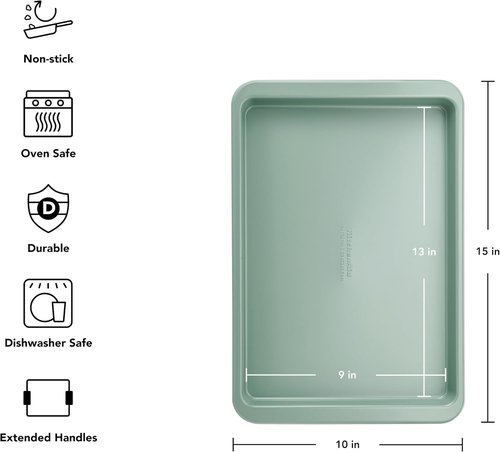 KitchenAid Nonstick Baking Sheet - Swiss Engineered Aluminized Steel, Dishwasher Safe, 9 x 13 Inch, Cardamom