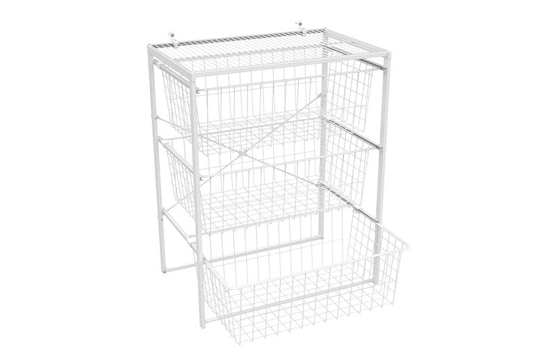 ClosetMaid Wire Basket 3 Drawer Organizer Unit with Shelf for Pantry, Closet, Clothes, Linens, Sturdy Steel, Easy Assembly, White