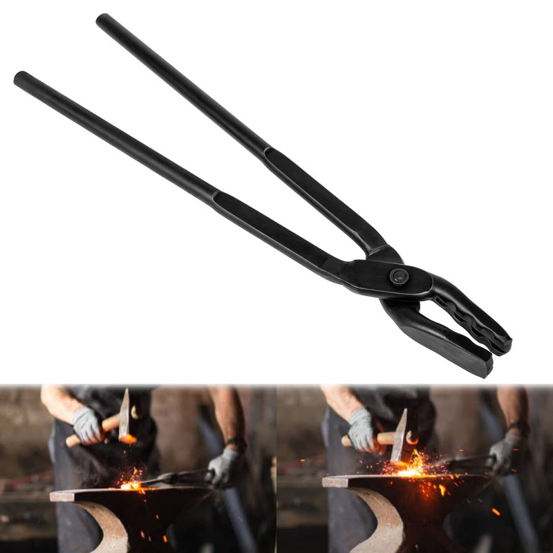 Blacksmith Tongs Wolf Jaw Blacksmithing Tool for Beginner & Professional Blacksmiths Bladesmiths & Craftsmen (15 in)