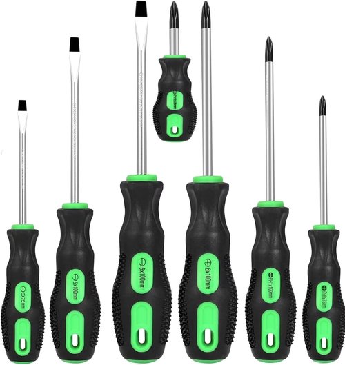 GURADESIGN 7-Piece Screwdriver Set - Magnetic Professional Cushion Grip | 4 Phillips & 3 Flat