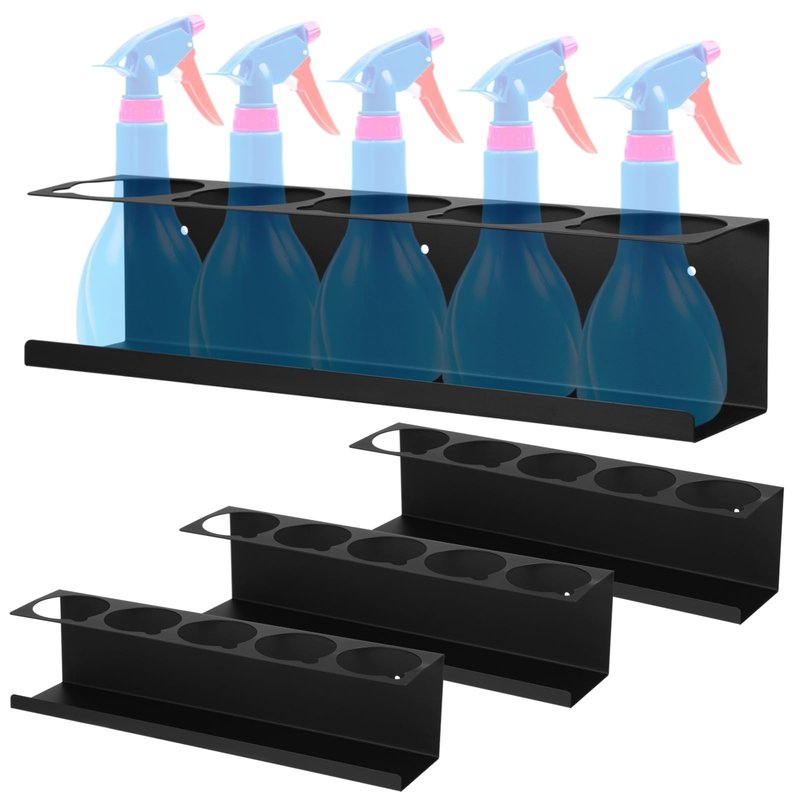 OMISTAR 4 Pcs Spray Can Holders, 5-hole Aerosol Spray Bottle Racks, Wall Mounted Steel Paint Spray Bottle Organizers for Home, Garage, Workspace