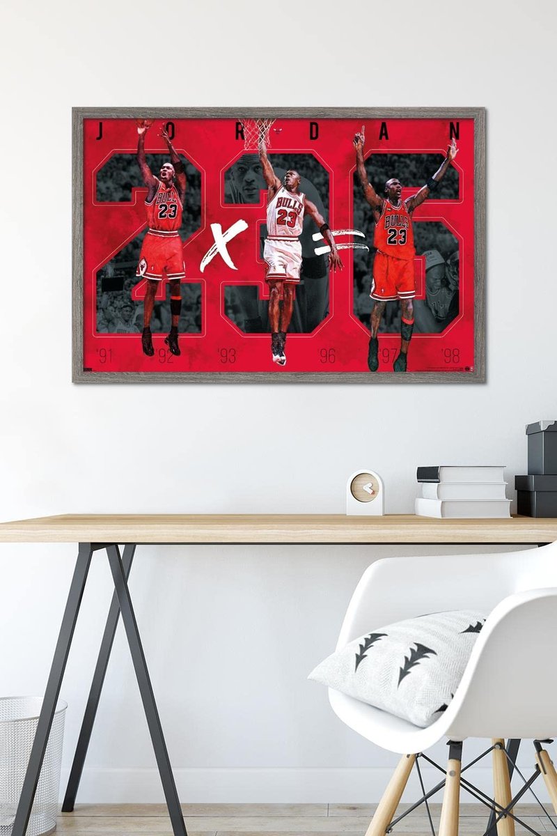 Trends International Michael Jordan - Six Wall Poster, 22.375" x 34", Barnwood Framed Version