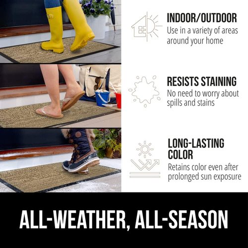 GORILLA GRIP Waterproof All-Season WeatherMAX Doormat - Stain & Fade Resistant, 29x17, Easy Clean