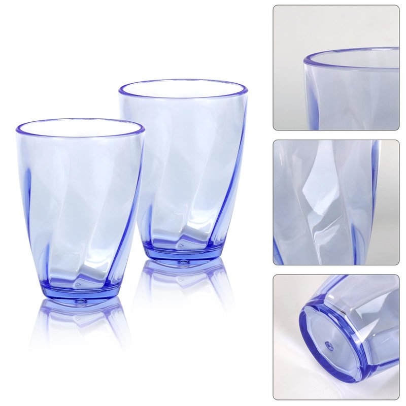 Topsky 12-ounce Plastic Water Tumblers | Set of 4 Transparent Unbreakable Drinking Glasses Clear Acrylic Reusable Juice Wine Cups for Home Picnic Party, Dishwasher Safe,Stackable