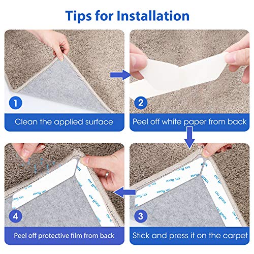 16 Pcs Non-Slip Rug Tape, Washable Dual-Sided Rug Stoppers for Floors
