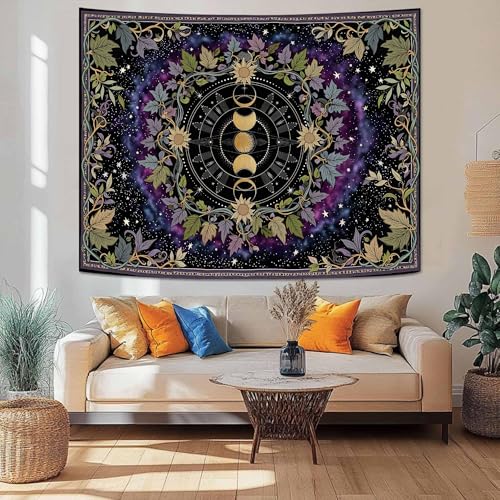 Boho Celestial Moon Phase Tapestry - Mystical Zodiac & Starry Wall Hanging Decor