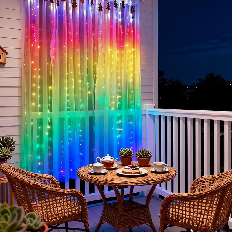 Skiennix 300LED Fairy Curtain Lights - 9.8x9.8Ft Warm White USB String Lights with Remote & Timer for Indoor/Outdoor Decor