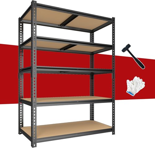 Heavy Duty Garage Shelving - 5-Tier Adjustable Storage Unit | 2400LBS Capacity, 28''×12''×60''