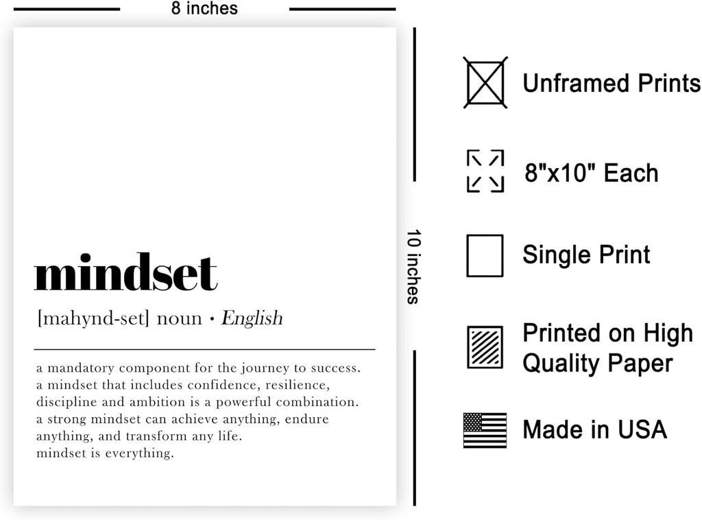 Poster Master Mindset Definition Print - Motivational Typography Wall Art - Inspiring Decor 8x10 UNFRAMED