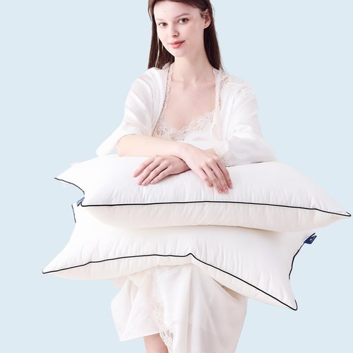 Mosluna Feather Down Pillows King Size Set of 2, Luxury Hotel Collection Bed Pillow 2 Pack, Airyfil™ Powered Fillings & Feathers Pillow，Fluffy Plush for Side Sleepers, Medium Firm, 20x36 in.
