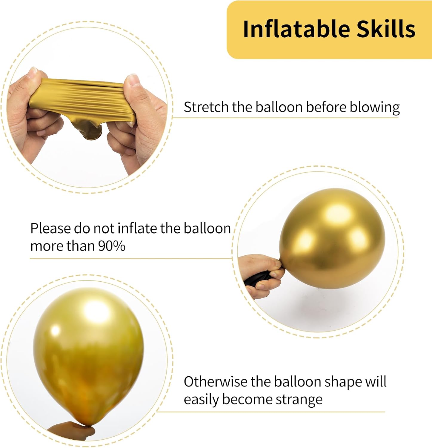 RUBFAC Metallic Gold Balloons - 92pcs Chrome Latex Set for New Year & Birthday Celebrations | 5-18 Inch