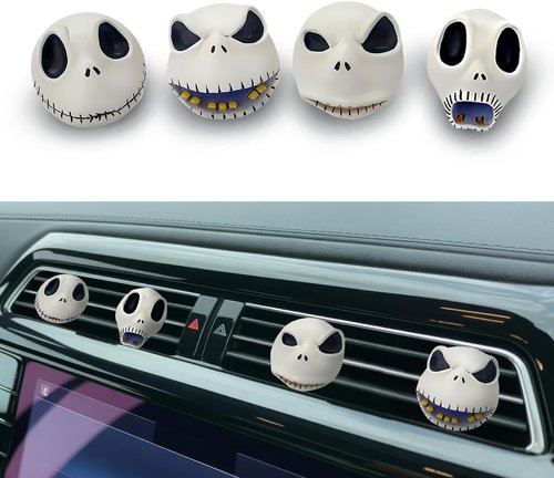 GENANY 3D Resin Horror Skellington Car Air Freshener - Spooky Vent Clip for Movie Fans | Unique Gothic Gift