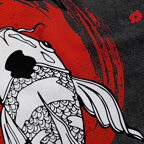 Japanese Yin Yang Koi Fish Tapestry - Anime Sakura Wall Hanging (40x60 In)