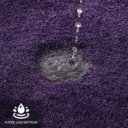 MIULEE Dark Purple Bathroom Rug Soft Microfiber Bath Mat 16x24