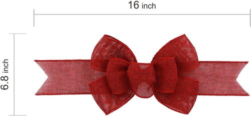 Meseey Burgundy Wired Ribbon - 2 Pcs Handmade Burlap Bows for Wreaths & Gift Wrapping | Outdoor Decor