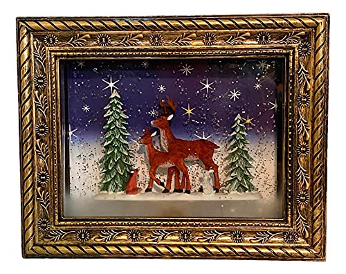 San Francisco Music Box Reindeer in the Woods Frame with Lights & Music