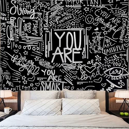 Black & White Motivational Quote Tapestry - Positive Affirmation Wall Decor
