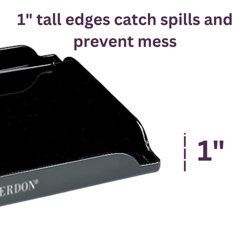 JERDON Black Coffee Maker Tray - 8" by 10" Plastic Tray for Countertop Organization - Raised Edges Designed to Hold Spilled Liquid -Non-Slip - Great for Kitchens or Bathroom Vanity - CMT10B