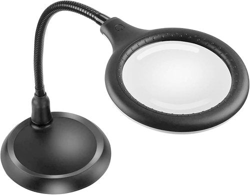 Magnifying Glass with Light - 5X Dimmable Hands-Free Magnifier for Reading & Crafts
