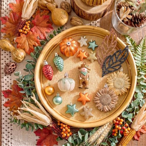 Shatterproof Fall Tree Ornaments Set - 70ct Orange Autumn Harvest Decor