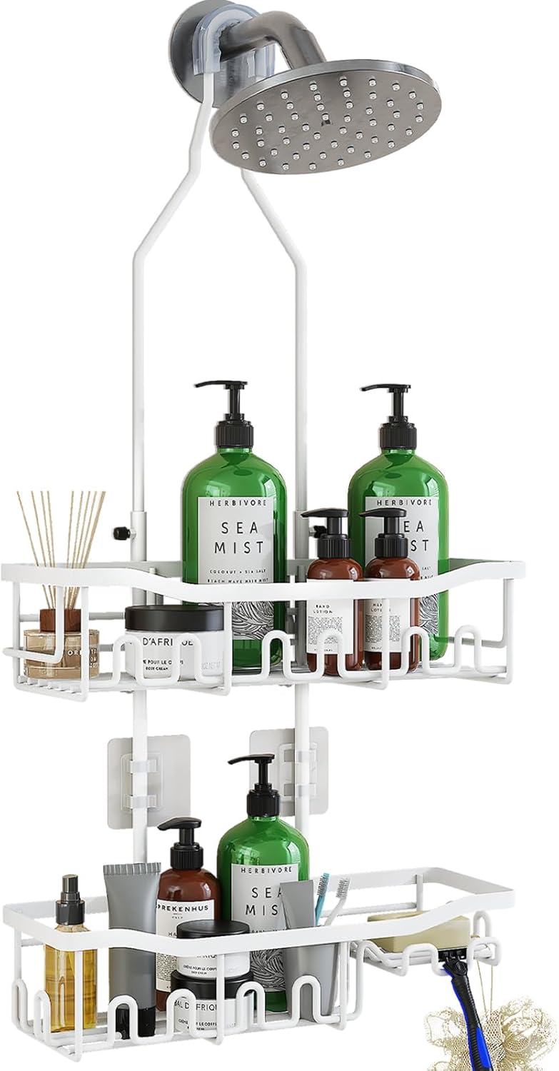 Skiennix Extended Length Shower Organizer - Rustproof Shampoo & Soap Holder | Large Hanging Caddy